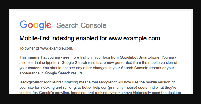 Mobile-first indexing enabled
