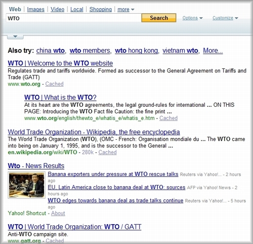 GoogleでWTOを検索