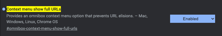 Context menu show full URLs