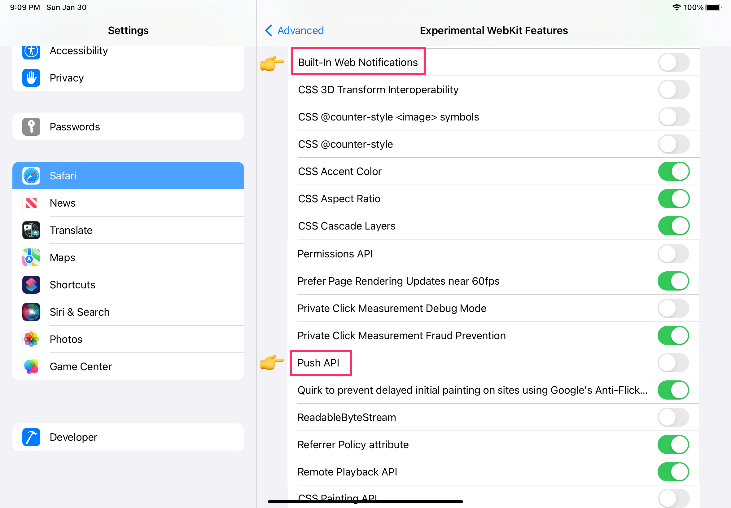 iOS 版 Safari のプッシュ通知