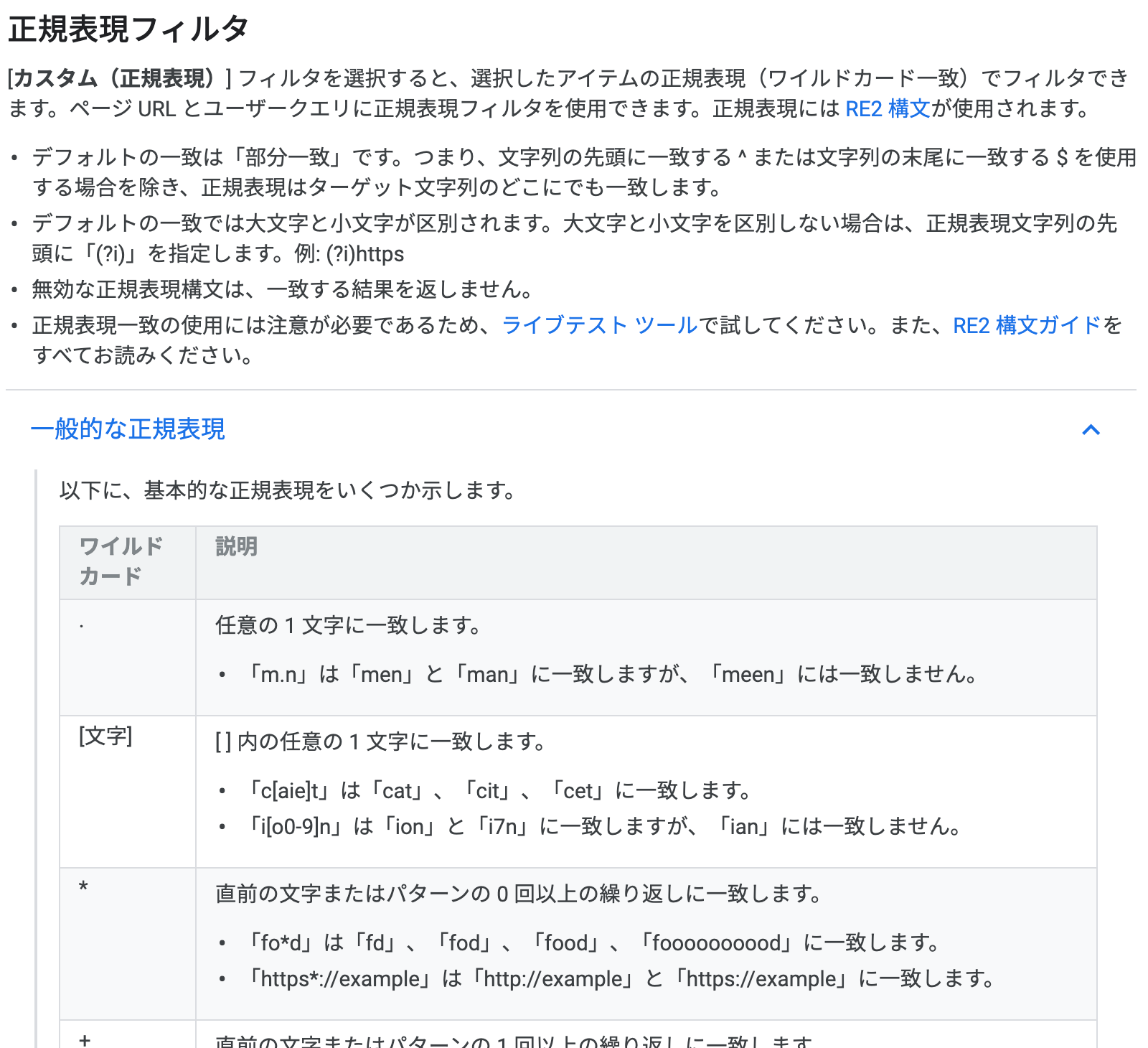 正規表現フィルタ