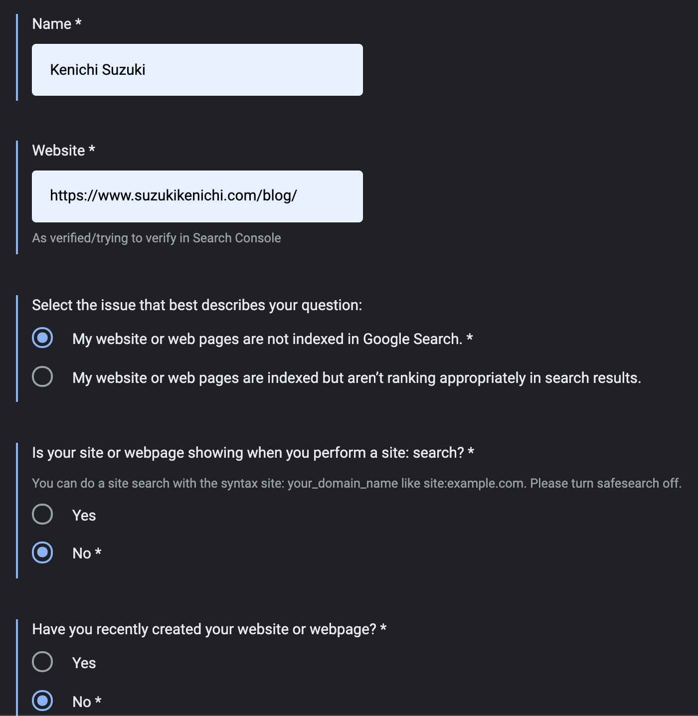 Report an Indexing issue