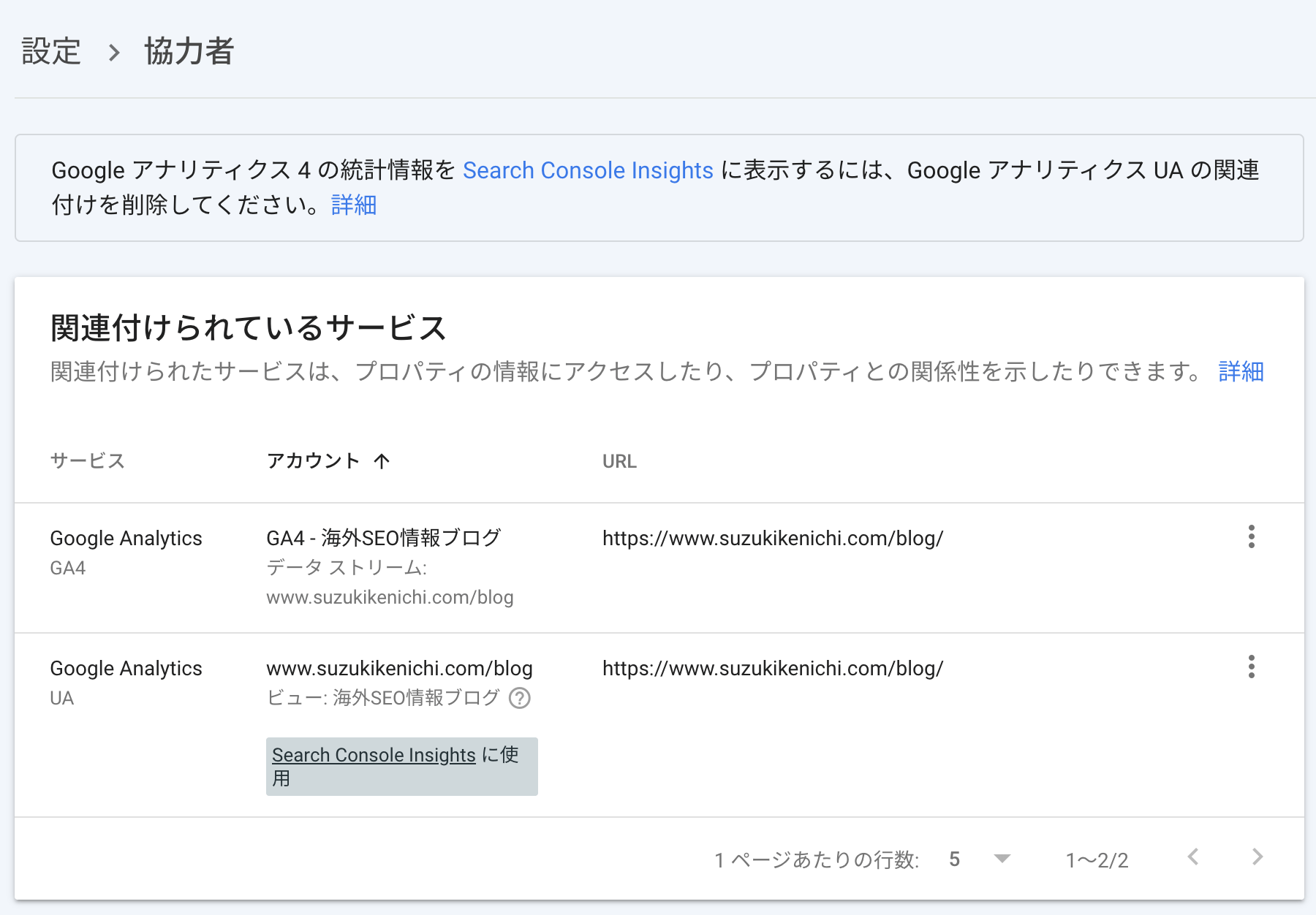 Search Console と GA4 の関連付け