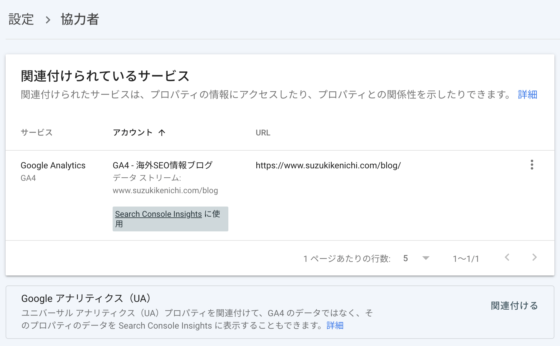 Search Console と GA4 の関連付け