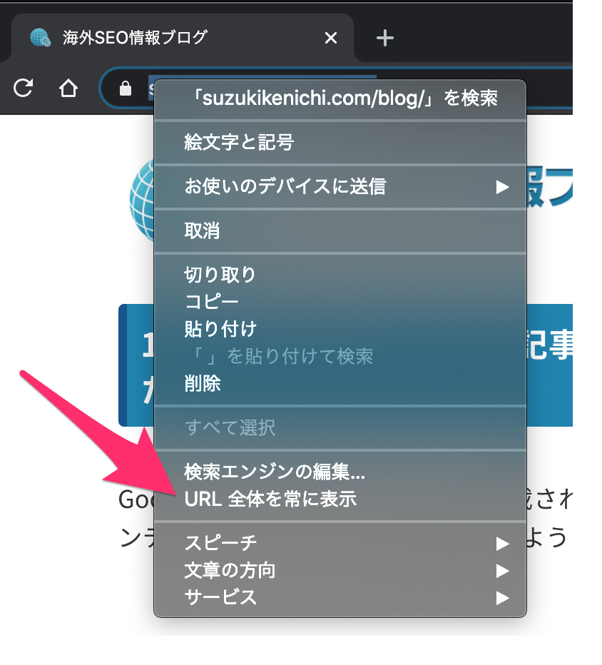 URL 全体を常に表示