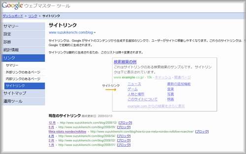 ブログのSitelinks