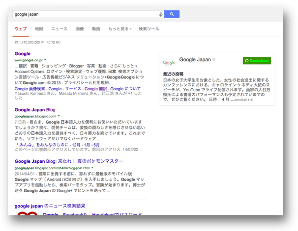 Google+ページの投稿が表示