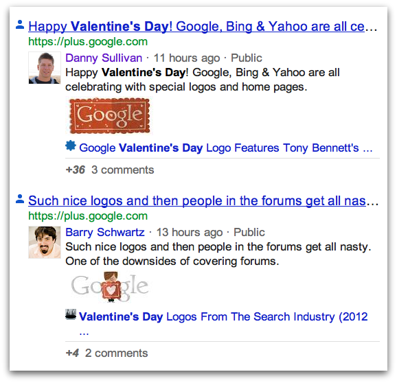 「Valentines Day」で検索したSPYW (Search Plus Your World)