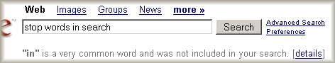 グーグルの「stop words in search」の以前の検索結果