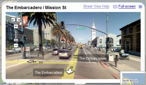 グーグルマップで表示したサンフランシスコ市街のストリート