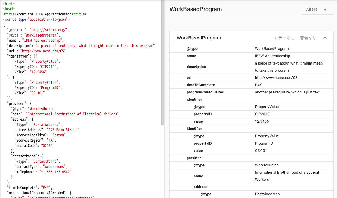 WorkBasedProgram 構造化データ