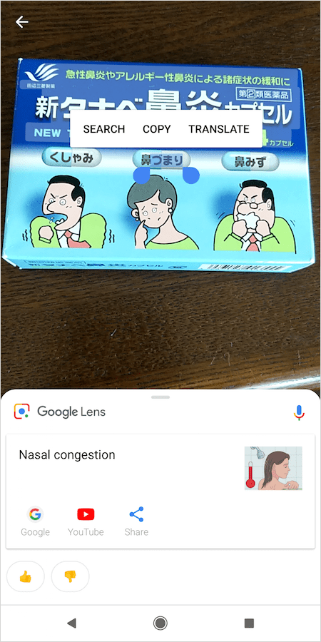 Google Lens の Smart text selection