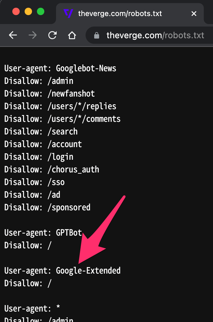 The Vergeのrobots.txt