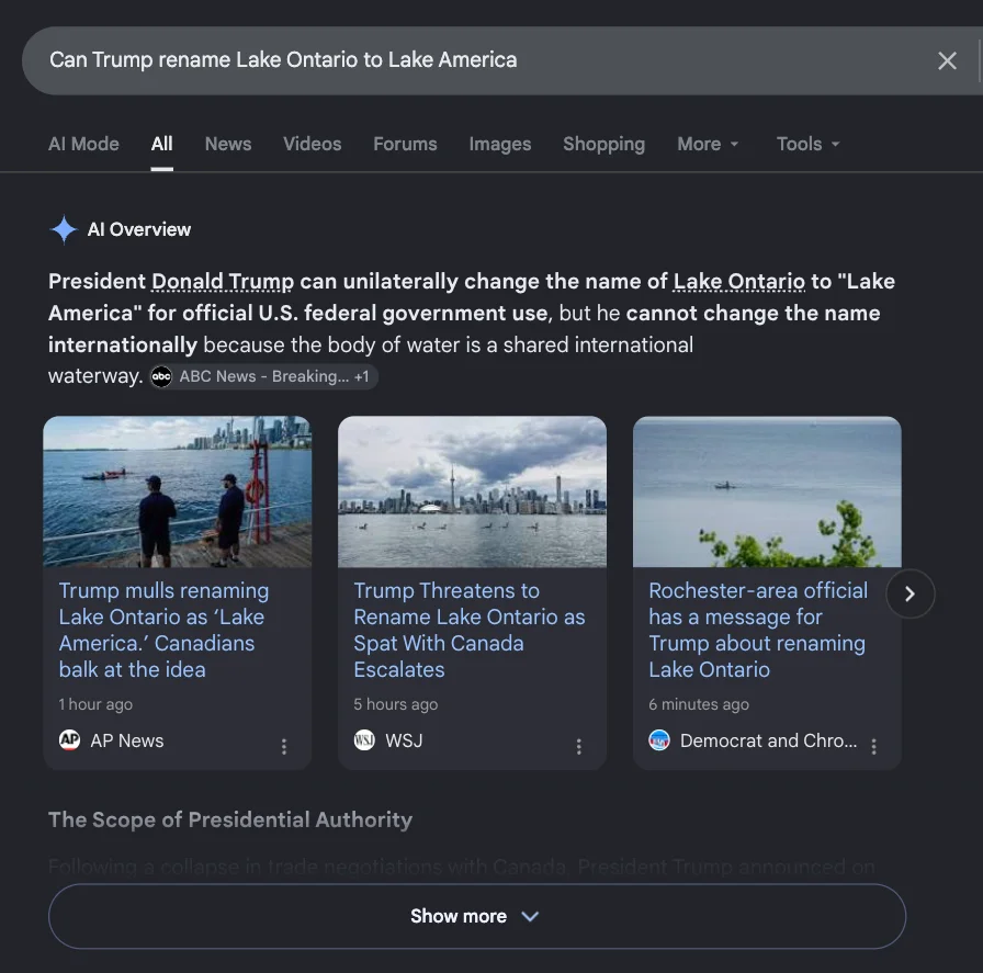 AI Overviewsのトップニュース