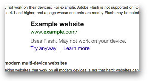 flashページに対する警告メッセージ