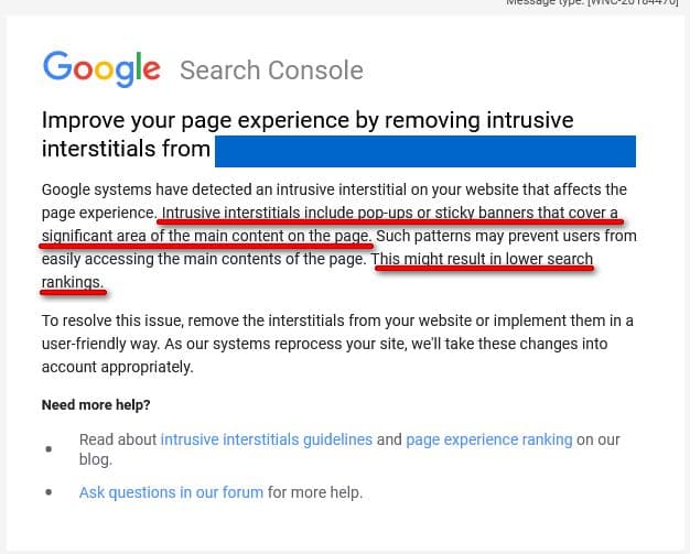 Improve your page experience by removing intrusive interstitials
