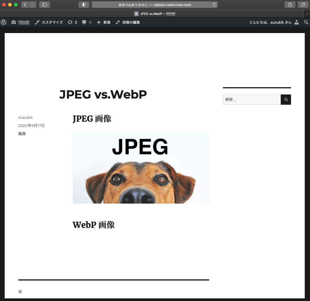 WebP を表示できない MacOS 版 Safari 14