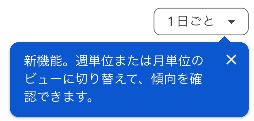 新機能。週単位または月単位のビューに切り替えて、傾向を確認できます。