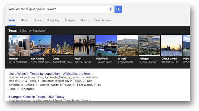 What are the largest cities in Texas? の検索結果