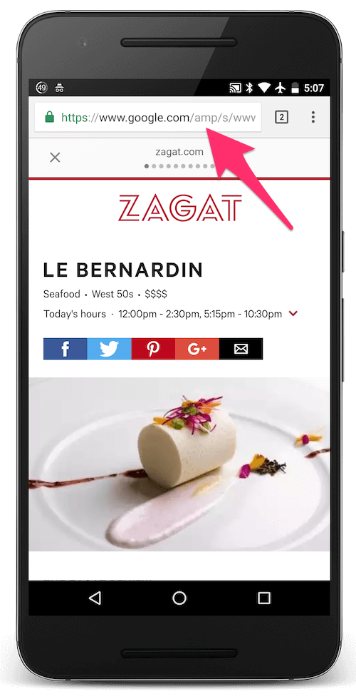 ZagatのAMPページ