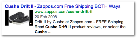 アイテム名の検索で上位表示しているZappos